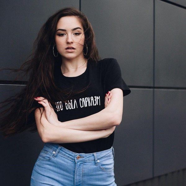 

that was sarcasm female t-shirt fashion black russian letter print casual tshirt summer fashion tumblr tees clothing, White