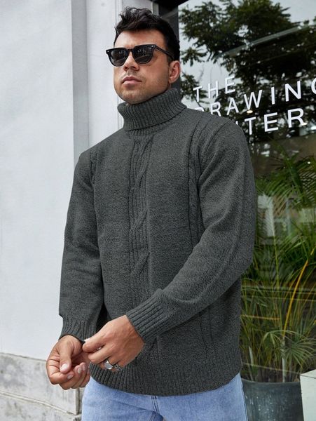 

men turtleneck cable knit sweater c4ct#, White;black