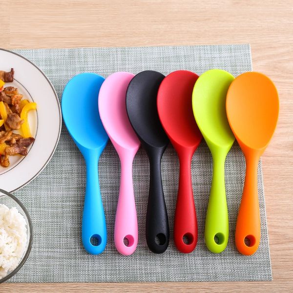 

creative silicone kitchen tools high temperature resistance electric rice cooker rice spoon one-piece don't hurt pot rice scoop t9i0085
