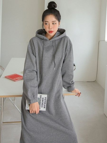 

dazy drop shoulder drawstring thermal hoodie dress v3of#, White;black