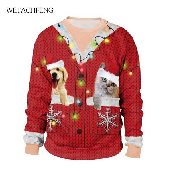 

new year cute cat mens sweater winter ugly christmas for gifts couples jumper xmas funny women's sweatshirts coats, White;black