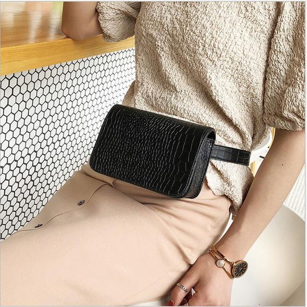 

waist bag korean fashion female bag crocodile pattern small square simple and versatile messenger shoulder chest