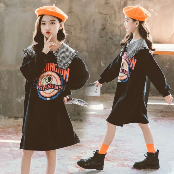 

2020 girls' new plush winter drs children's skirt, Red;yellow