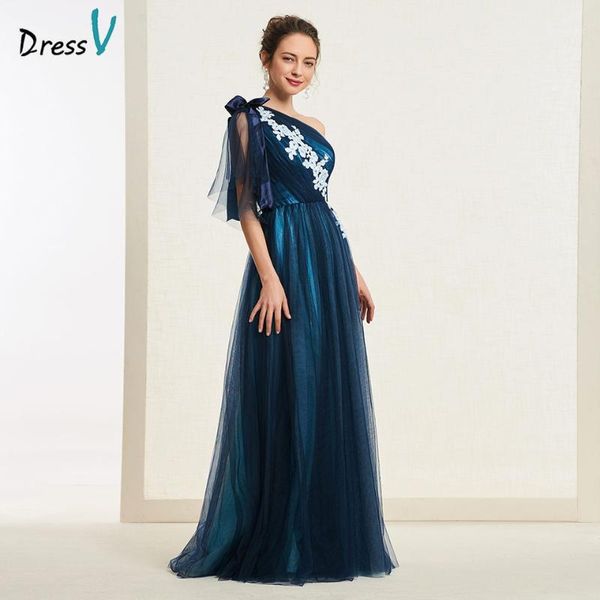 

dressv navy blue long prom dress one shoulder simple a line appliques floor length evening party gown prom dresses1, White;black