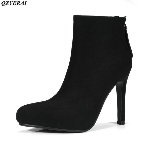 

boots qzyerai ly arrived high heel ankle female fashionable waterproof shoes european and american style, Black