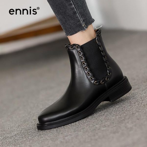 

ennis retro black ankle boots square low heel shoes women boots genuine leather short black brown autumn winter 2020 a0117