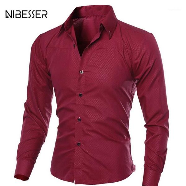 

nibesser slim long-sleeved spring autumn men's shirt selling men's shirts fashion dark male solid color large size shirts1, White;black