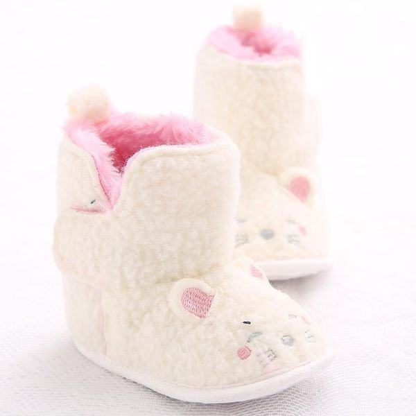 

2020 winter snow cotton fabric animal puppy warm plush indoor soft sole toddler baby shoes first walkers shoes1