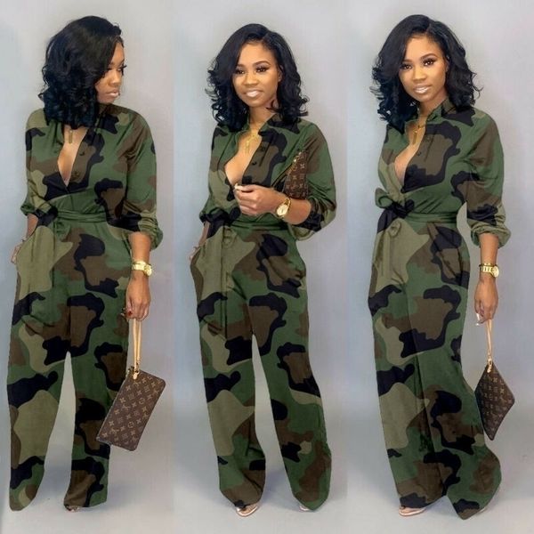 

new women camo printed clubwear playsuit bodysuit party jumpsuit romper camouflage strap dungarees harem long trousers overalls y200401, Black;white