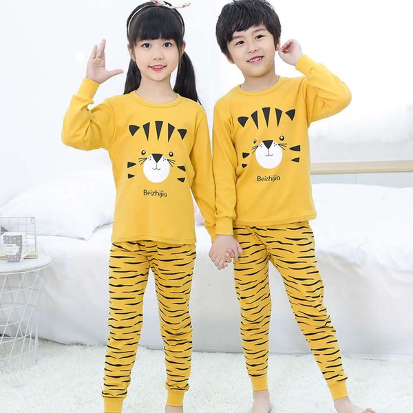 

children's home set winter wear 2020 new cartoon cotton underwear autumn pants cute casual pajamas for boys and girls cljy, Blue;red