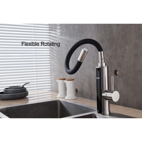 

stainless steel tap tankless electric water heater for kitchen instant heating kitchen sink faucet with temp jllvai