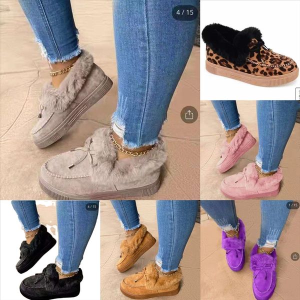 

voqse shoes women house soft shoes mop cotton bedroom fur slides fleece plush snow boots slippers cotton plus velvet indoor non-slip floor, Black