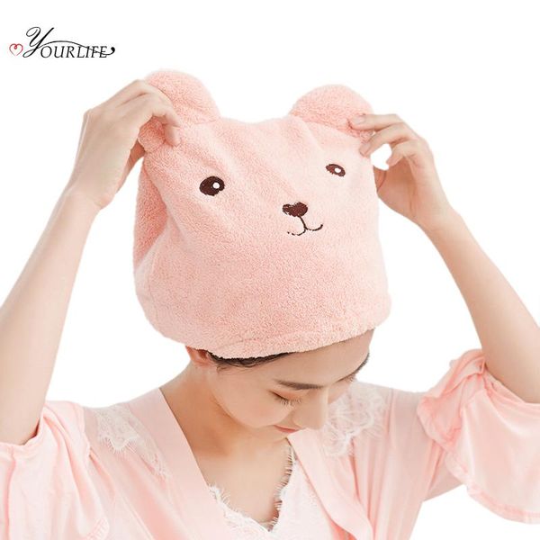 

oyourlife cartoon thicken waterproof bath cap home bathroom accessories elastic band shower hat for women hair protective cap