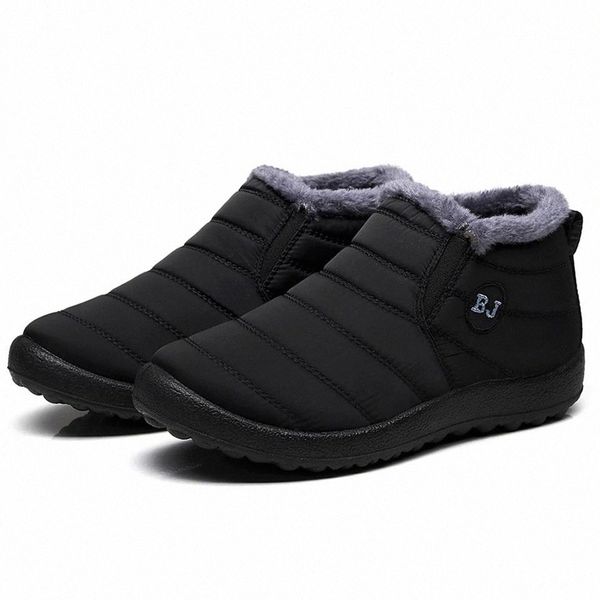 

2020 waterproof women winter shoes plus size 45 couple snow boots warm fur inside antiskid bottom keep warm mother casual boots #hh9n, Black