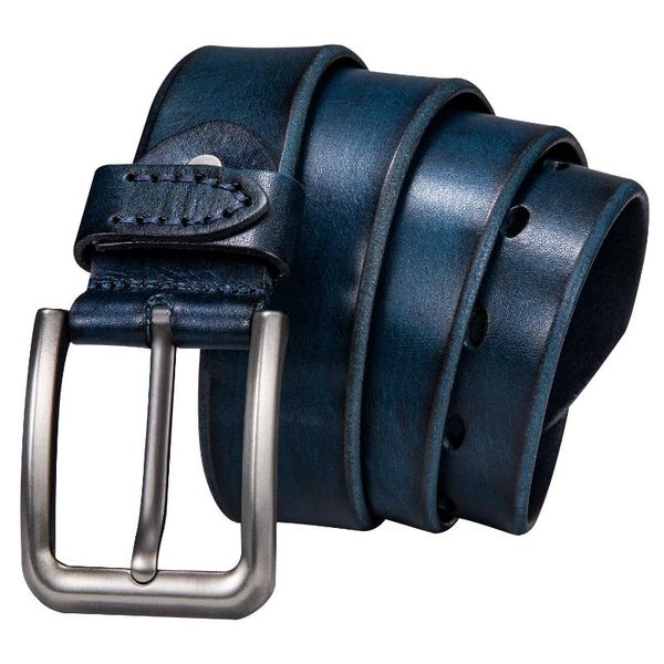 

classic men's genuine leather belt men vintage belt cowboy belts for mens metal pin buckle casual brown blue luxury jeans strap, Black;brown