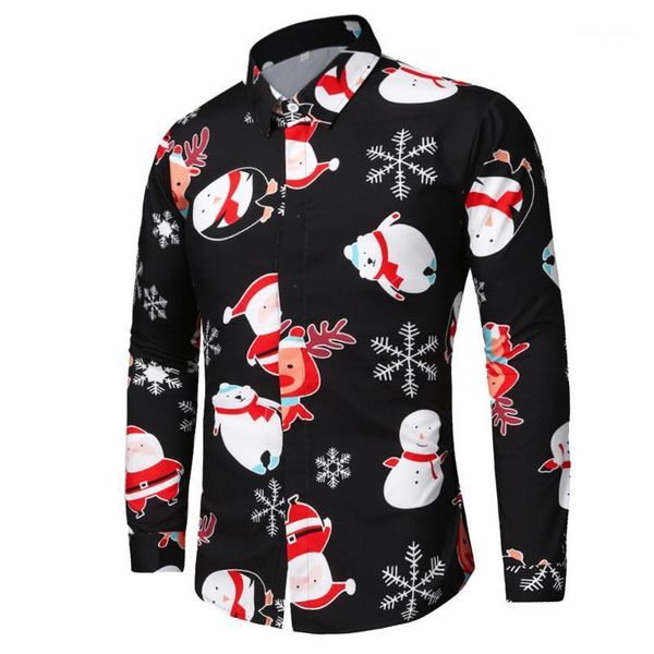

men's casual shirts 2021 holiday men women shirt snowflakes santa candy printed christmas winter warm blouse button-down shirts1, White;black