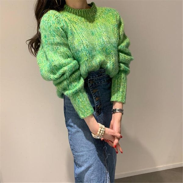 

2021 women warm all match casual winter jumpers thicken basic soft loose autumn brief pullovers sweater, White;black