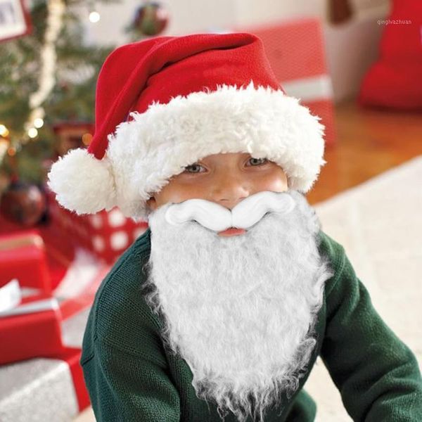 

christmas santa claus white big beard christmas hats ball party cosplay props1
