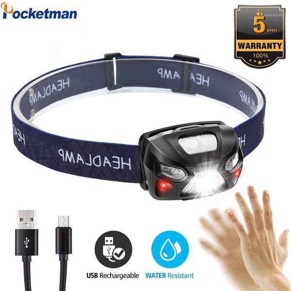 

7000 lumen powerfull hands-led headlamp with motion sensor usb rechargeable waterproof built-in battery inductive for run1