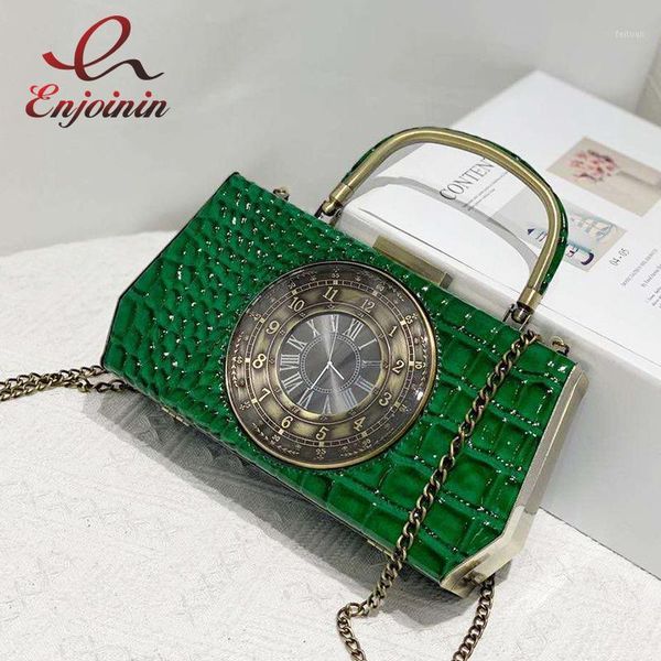 

vintage clock design party clutch bag fun evening bag for women stone pattern purses and handbags 2021 small shoulder chain1