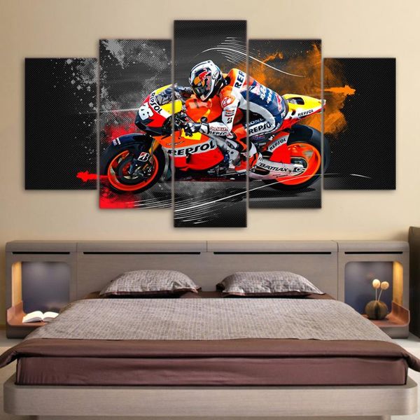 

отпечатано hd wall art холст живопись фотографии modular 5 шт мотогонок для гостиной домашний декор современные плакаты рамки