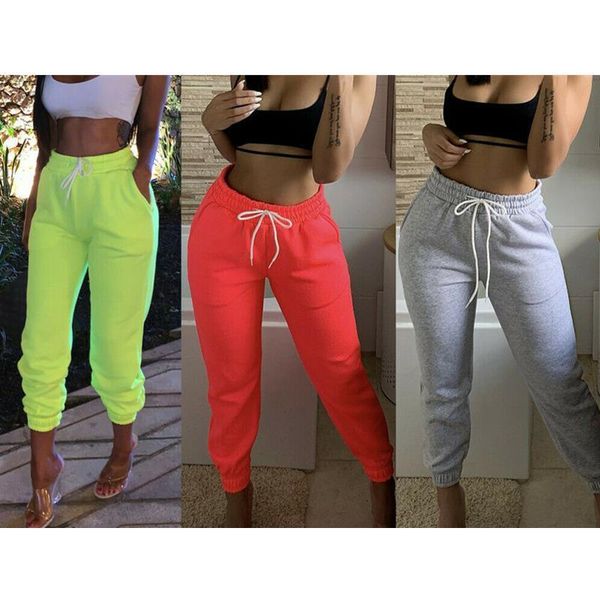 

2019 fashion women trousers hip hop pants new autumn winter high waist elastic casual loose pants lady gym slim fit dance pant, Black;white