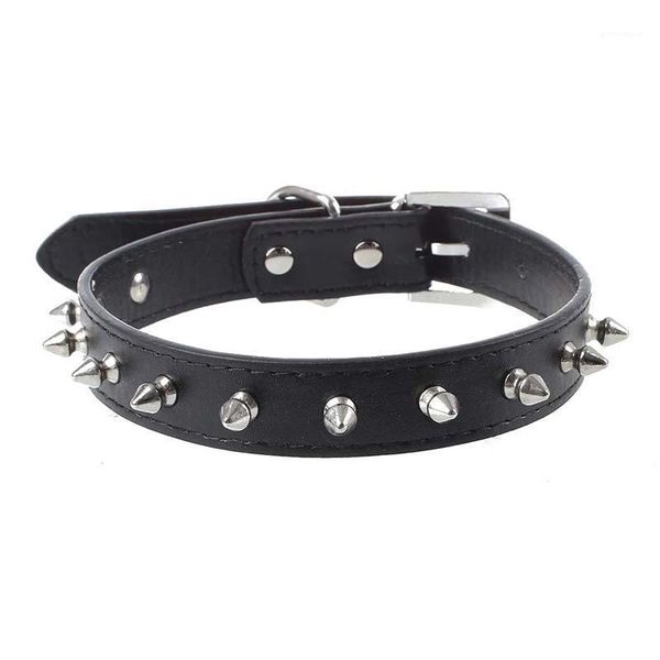 

dog collars & leashes pu studs rivet collar for dog, cat pet black l-abux1