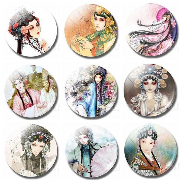 

chinese costume beauty refrigerator magnets beijing opera 30 mm fridge magnets glass cabochon round magnetic sticker home decor wmtsql