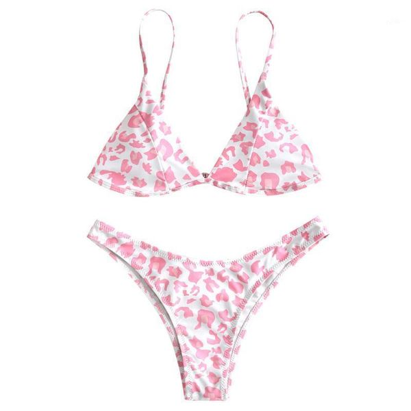 

bikinis set design women pink leopard push-up padded bra beach bikini swimsuit mid waist beachwear swimwear1