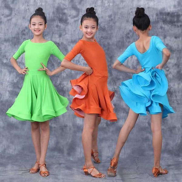 

2020 children's latin dance costumes practice clothes girls latin competition dance dresses chacha tango performance clothes1, Black;red