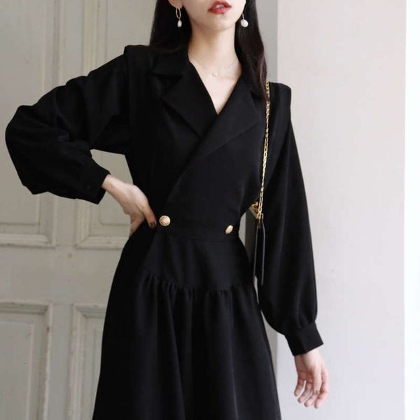 

girl popular hepburn's 2020 clever little french skirt yamamoto knee length black waist dress, Black;gray