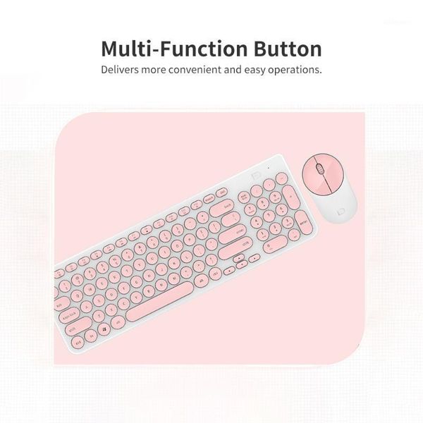

fd wireless keyboard mouse combo 2.4ghz cute round key set smart power-saving silent clicks slim combo for lapcomputer1