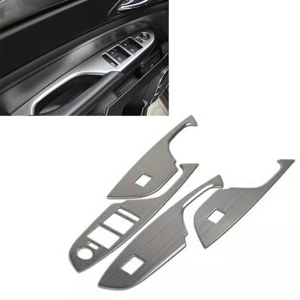 

car silvery stainless steel front rear left right door inner armrest panel decorative cover trim frame for cadillac srx 2010-2016