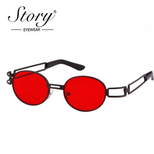 

sunglasses story vintage steampunk round men women 2021 fashion hollow leg red sun glasses shades uv400, White;black