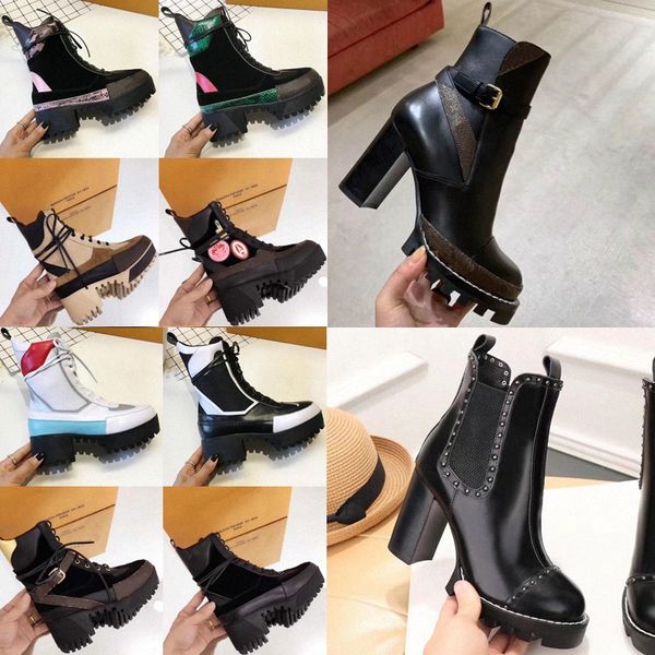 

2021 world tour desert boot women boots platform spaceship ankle boots 5cm heel flamingos medal martin heavy duty soles 36-42 p6ef#, Black
