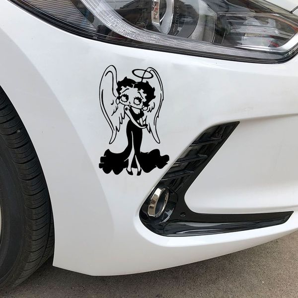 

beauty angel doll creative car sticker fashion decoration applique personality waterproof applique black/white, 17cm*11cm