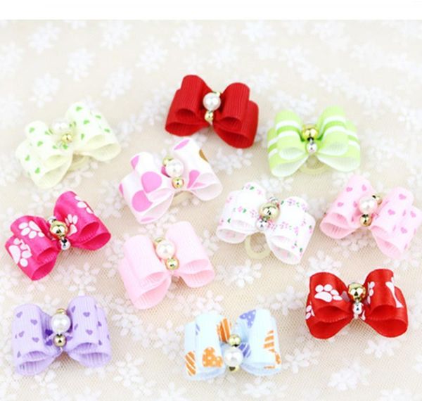 

10pcs/lot handmade pet dog bow cute grooming loverly bowknot for puppy dogs accessories with rubber bands cute bbymiu cxj_love