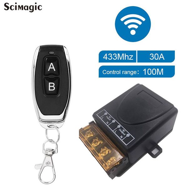 

high power wireless remote control switch ac 110v 220v 30a 100m 433mhz transmitter for factory farm garage