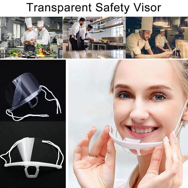 

plastic protective 10pcs hygiene visor safety anti-fog anti-splash transparent kitchen face shield for mouth nose