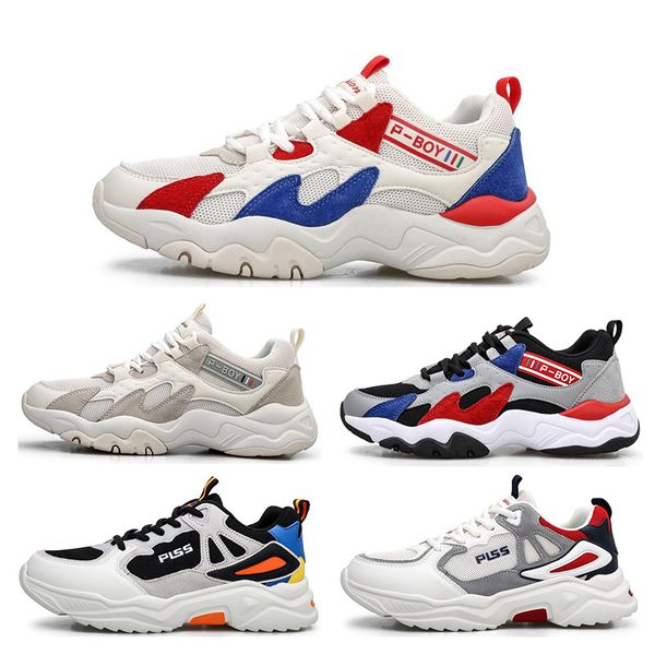 

2021 men running shoes multi color beige white grey blue breathable mens trainers sport sneakers platform shoes size 39-44