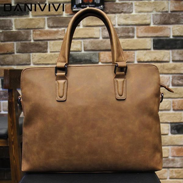 

briefcases vintage men's handbag leather breifcase large capacity men bags for a4 document lapbusiness hand shoulder bag male tote