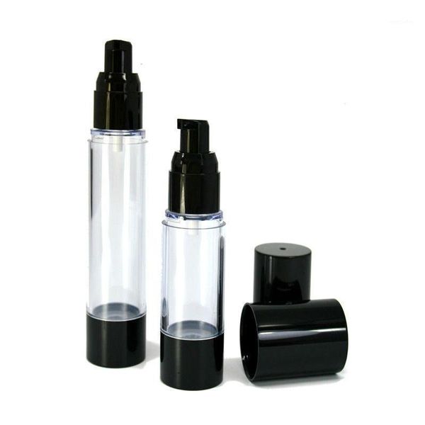 

storage bottles & jars 15ml 30ml 50ml clear airless bottle with black pump refillable lotion and gels dispenser travel container 10pcs/lot p