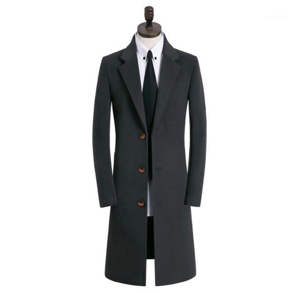 

men's wool & blends autumn wintercasual woolen coat men trench coats long sleeves overcoat mens cashmere casaco masculino inverno erkek, Black