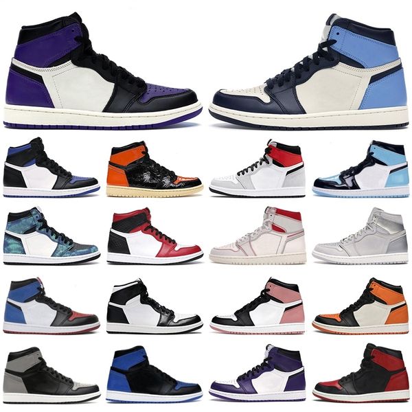 

2020 mens basketball shoes 1s high og jumpman 1 obsidian royal toe dark mocha tie dye shattered backboard men women trainers sneakers