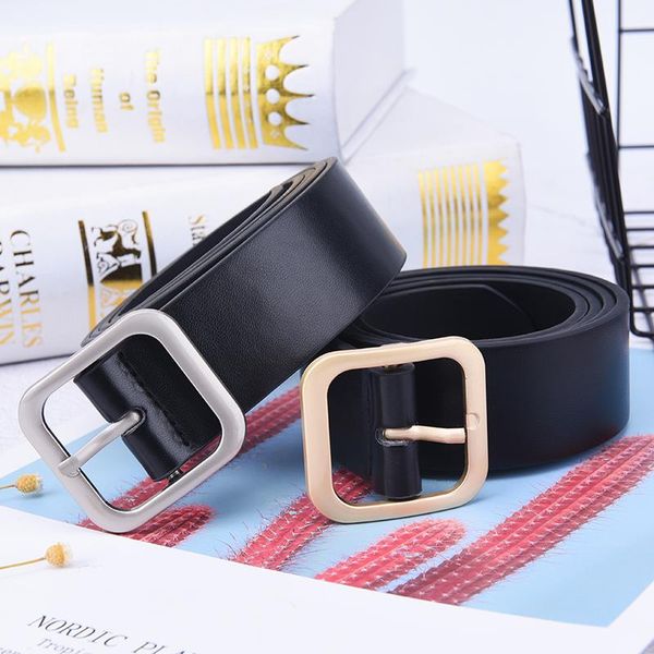 

fashion pu leather of women belt wide belt female belts square metal pin buckle belts for women lady girdle, Black;brown