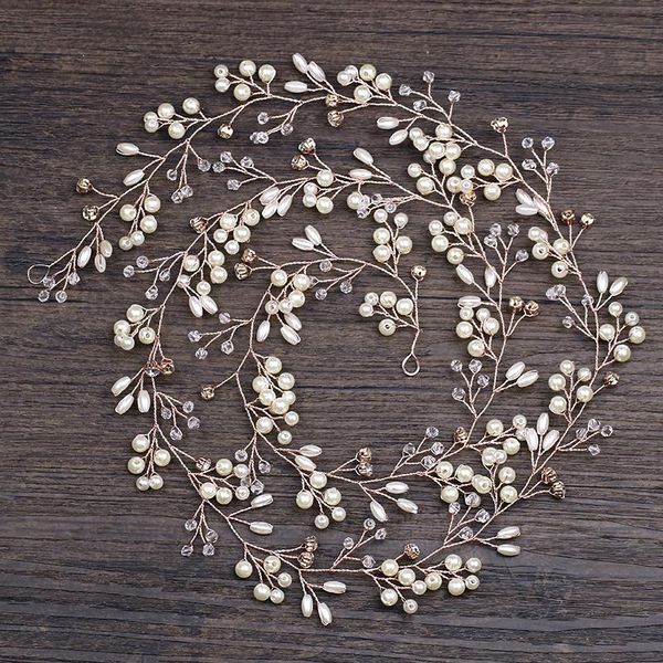 

rose gold color headbands pearl crystal flower leaves wedding hair accessories women bridal rhinestone hairbands hair jewelry, Golden;silver