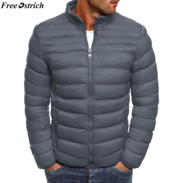 

ostrich men jacket 2020 men's autumn winter casual long sleeve solid stand thick cotton outwear zipper jacket, Black;brown