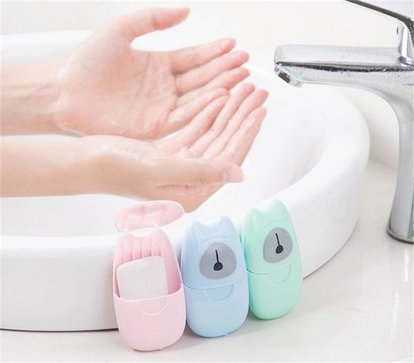 

50pcs/box disposable paper soap travel portable hand washing tool boxed packing scented slice sheets mini soap paper