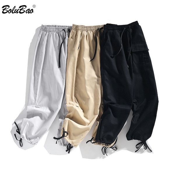 

bolubao brand 2020 new men solid color cotton straight trousers fashion casual comfortable harem pants male q1219, Black