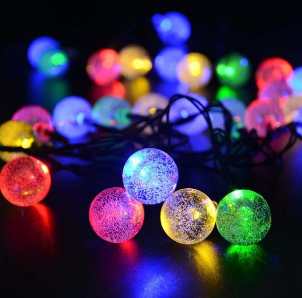 

new 30 leds crystal ball 6.5m solar lamp power led string fairy lights solar garlands garden christmas decor 8 mode for outdoor